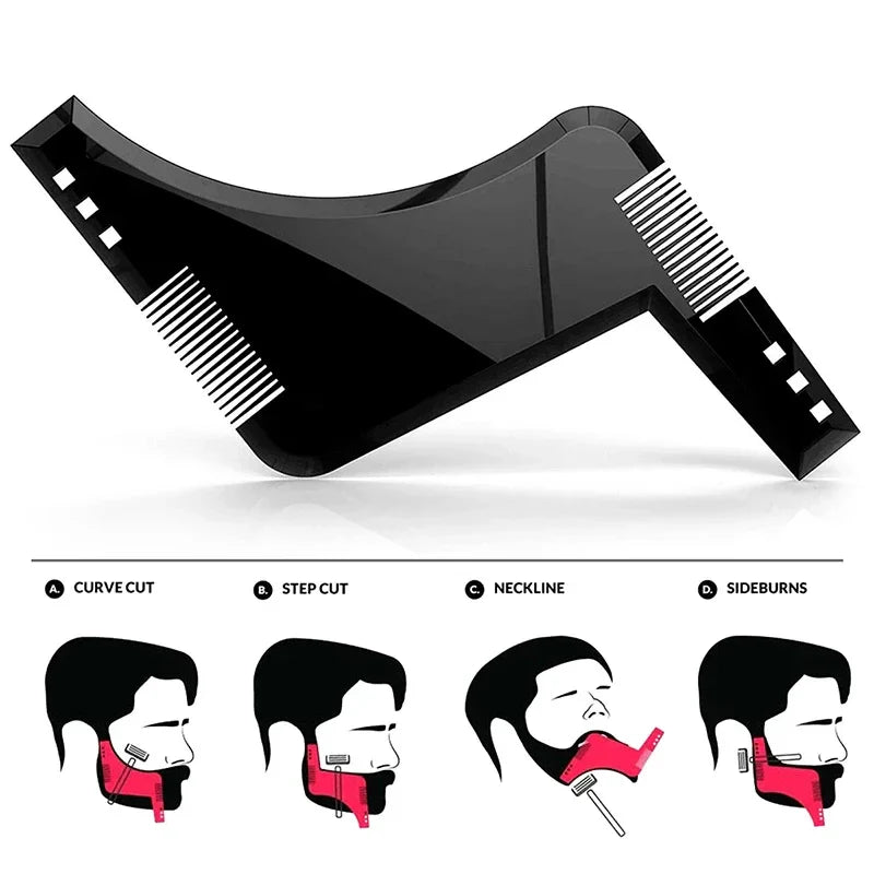 Beard Styling Shaping Template Comb Barber Tool Symmetry Trimming Shaper Stencil Beard Hair Brush Stencil Salon Styling Tools