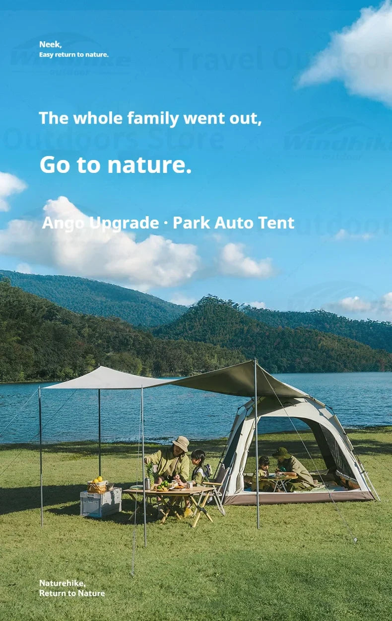 Naturehike ANGO PLUS Automatic Tent Upgraded Portable Lightweight 3-4 Persons Quick Opening Tent Camping Park Canopy Tent Integrated Tent Waterproof