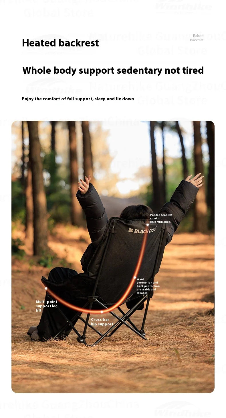 BLACKDOG Floating Moon Adjustable Recliner Folding Cotton Camping Lounge Moon Chair Carbon Steel Leisure Outdoor Fishing Picnic Thicken 600D Oxford Cloth