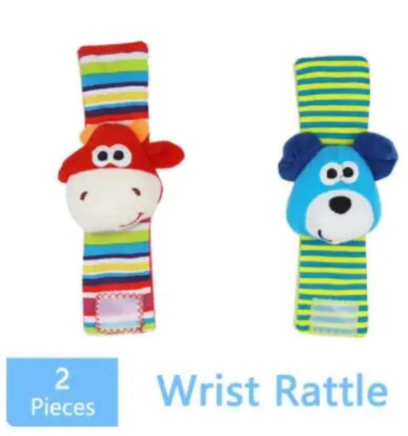 Newborn Cartoon Plush Socks Wrist Strap Rattles Baby Toys 0-36 Months