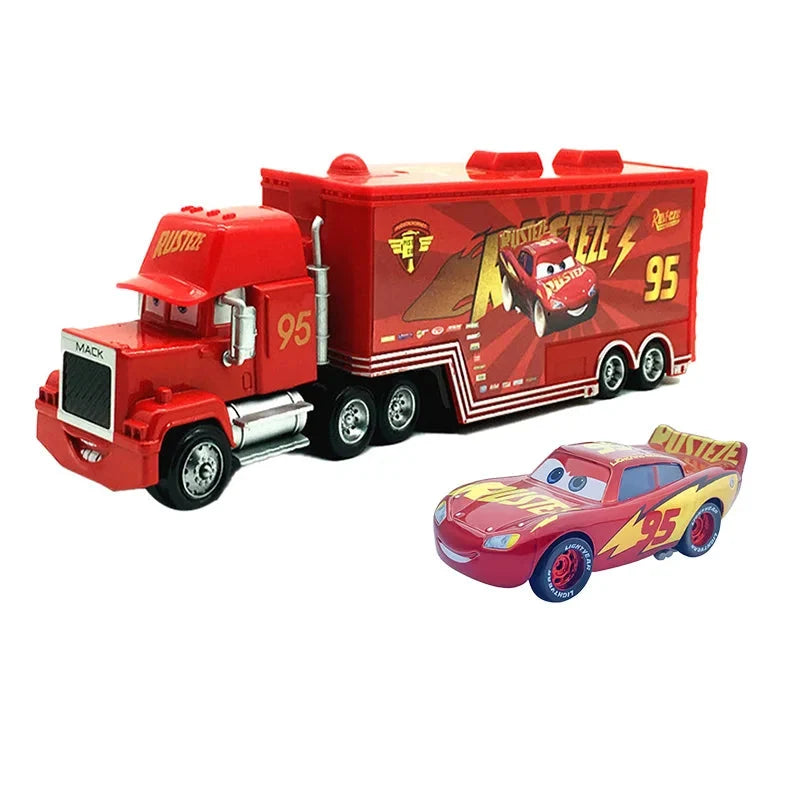 Disney Pixar Cars 3 Lightning McQueen, Jackson Storm, Cruz Ramirez, Hudson Mack Truck & Chick Hicks Toy Set