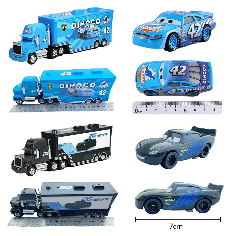 Disney Pixar Cars 3 Lightning McQueen, Jackson Storm, Cruz Ramirez, Hudson Mack Truck & Chick Hicks Toy Set