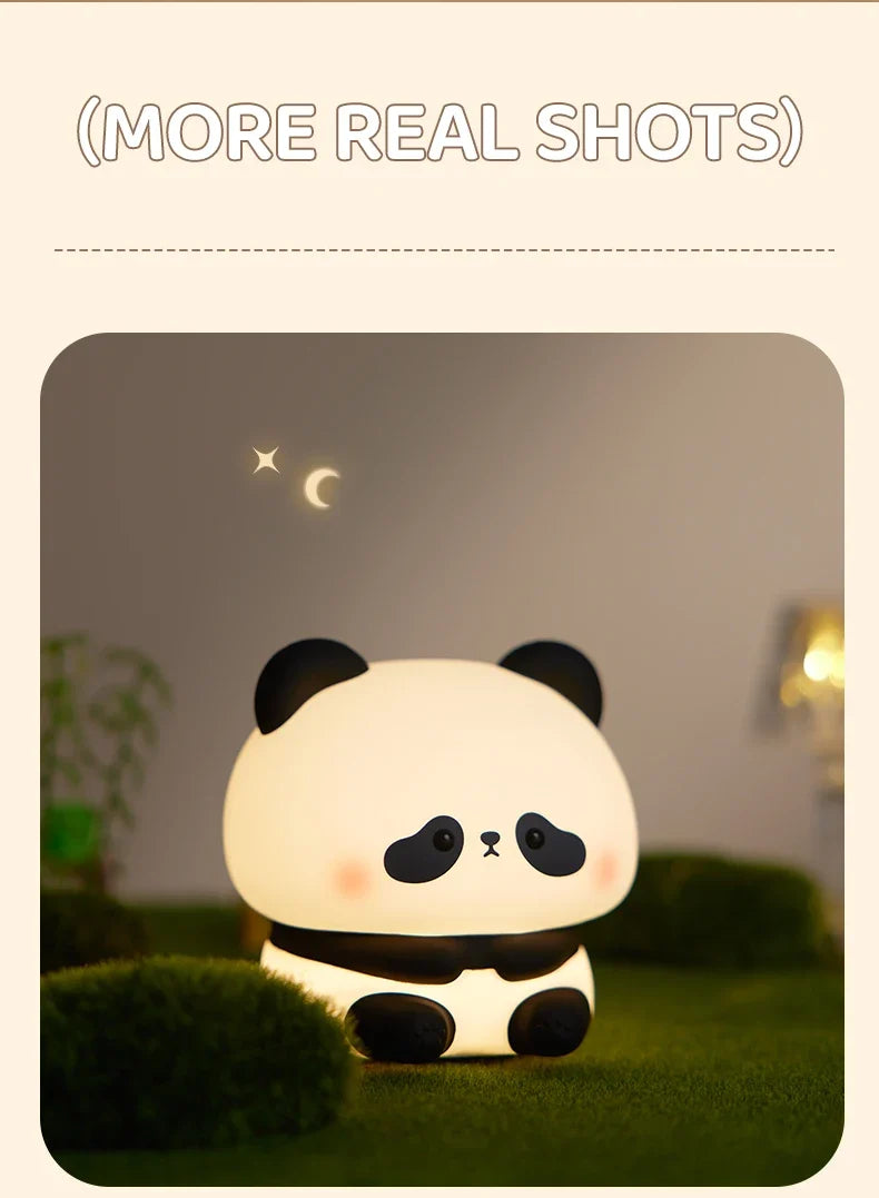 Panda LED Night Light - Cute USB Rechargeable Touch Lamp for Kids' Bedroom with Timer Function