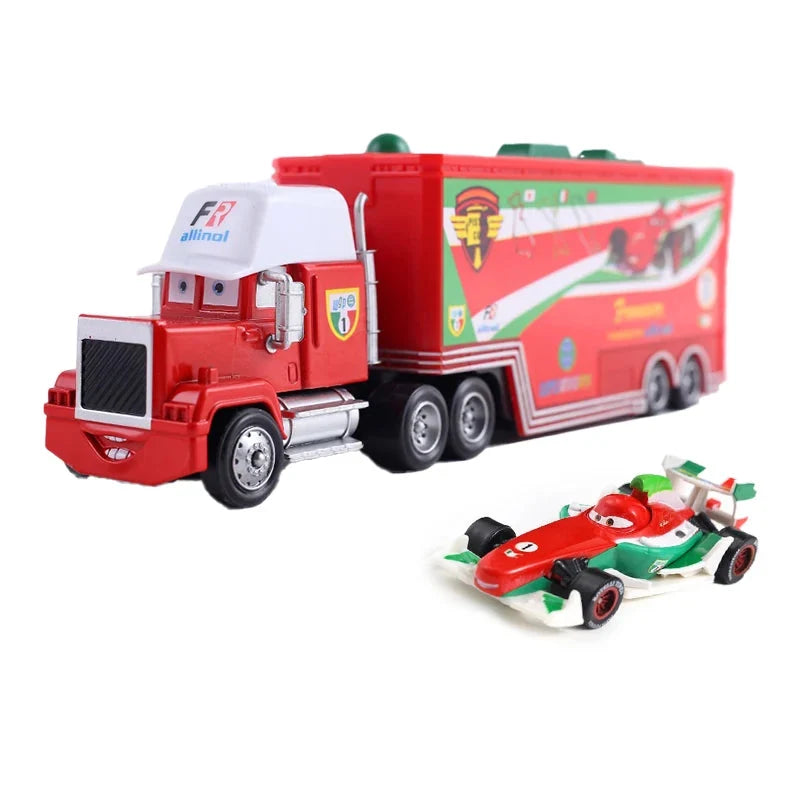 Disney Pixar Cars 3 Lightning McQueen, Jackson Storm, Cruz Ramirez, Hudson Mack Truck & Chick Hicks Toy Set