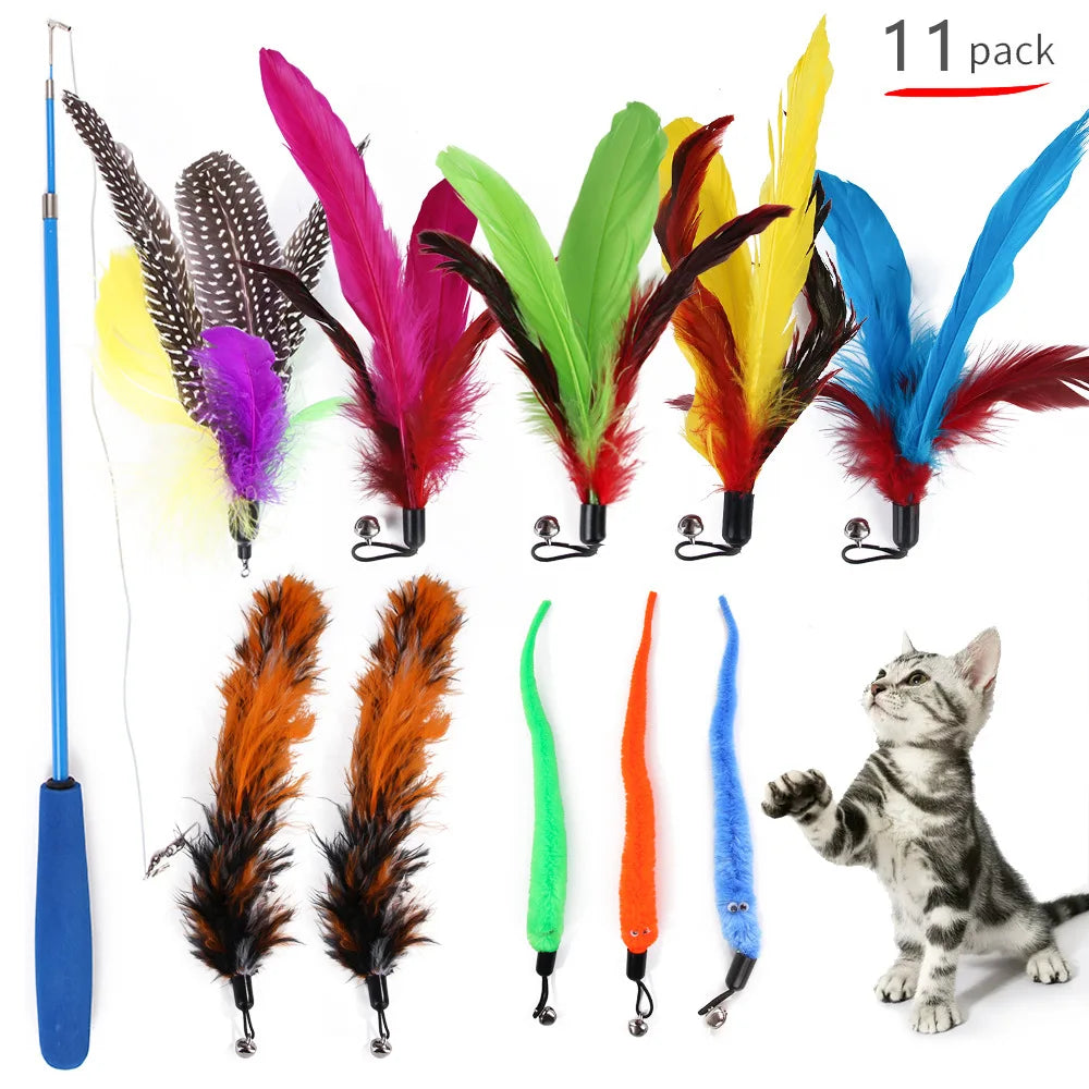 Cat Feather Wand Toy Set (11-Piece)