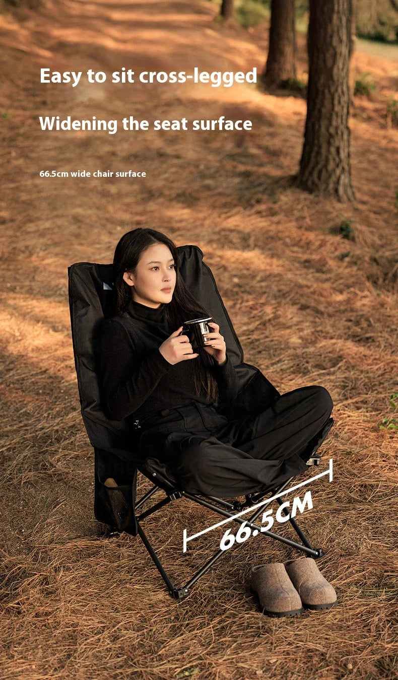 BLACKDOG Floating Moon Adjustable Recliner Folding Cotton Camping Lounge Moon Chair Carbon Steel Leisure Outdoor Fishing Picnic Thicken 600D Oxford Cloth