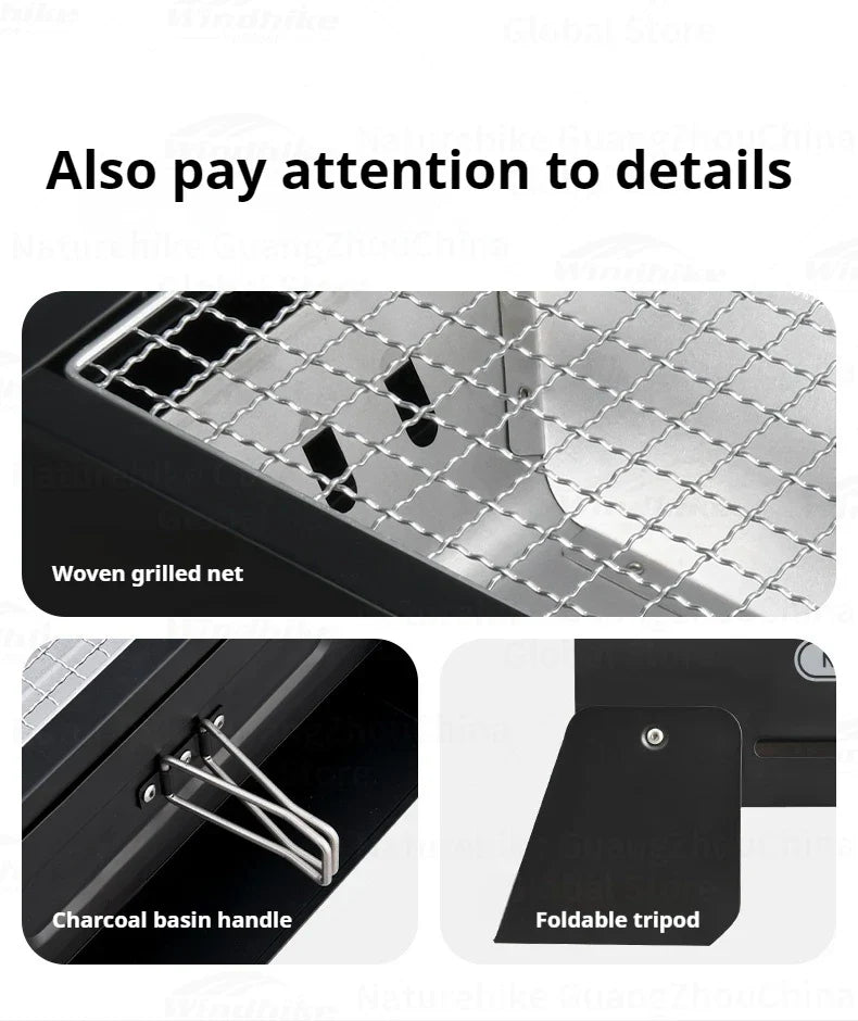 Naturehike Folding Charcoal Grill Outdoor Portable 1-2 Persons BBQ Desk Tabletop Stove Furnance Camping Picnic Barbecue Burner Cooking Grill Stand