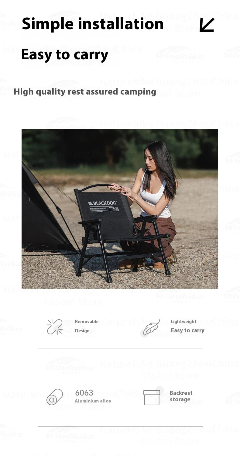BLACKDOG Detachable Kermit Chair Portable Lightweight Detachable Seat Armchair Aluminum Alloy Outdoor Camping Fishing Folding Chair Load Bearing 120kg