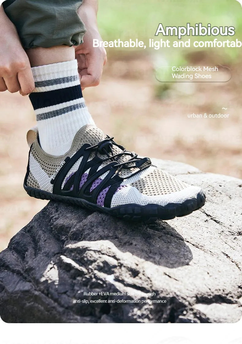 Naturehike Men's Aqua Wading Shoes Barefoot Sneakers Sport Upstream Non-slip Breathable Footwear for Sea Beach Diving Fishing Quick Dry Water Shoes