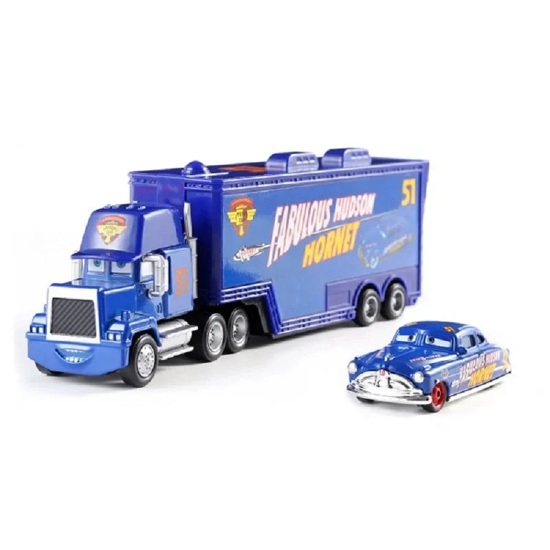 Disney Pixar Cars 3 Lightning McQueen, Jackson Storm, Cruz Ramirez, Hudson Mack Truck & Chick Hicks Toy Set