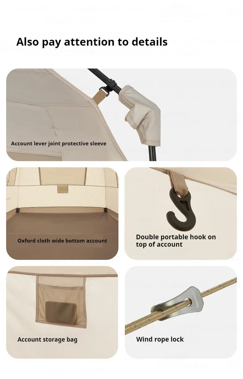 PRE-ORDER Naturehike VILLAGE 6.0 Gen 2 Flagship Edition Fast Automatic Cabin Tent Ti Black Coated Sunscreen Large 15m² Use Space 4 Person Waterproof