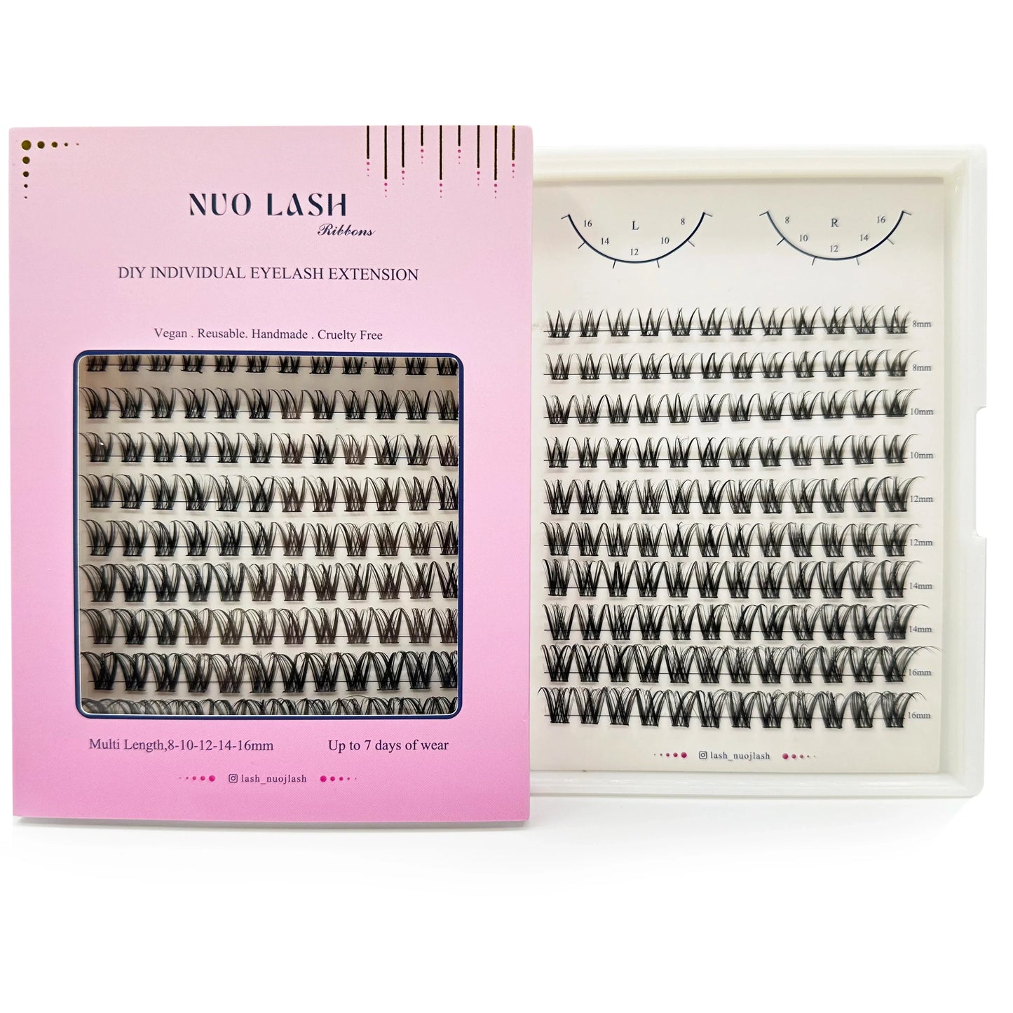 NUO Makeup Luxury DIY Cluster Lash Extension Glue-Based Percut Eyelash Segment Individual Lashes 3D Ribbon Lashes Private Label