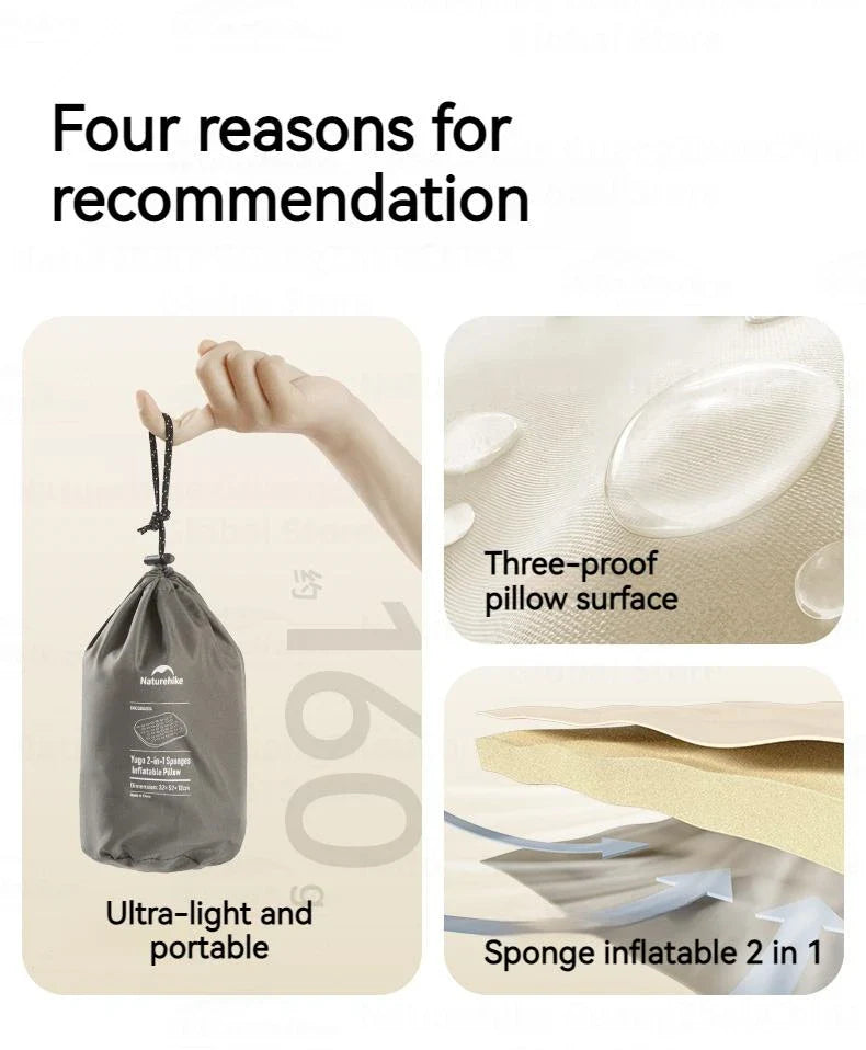 Naturehike Inflatable Pillow 3D Sponge Portable Ultralight Weight Only 160g Camping Outdoor Travel Neck Sleeping Silent Self Air Pillow Surface Pillow