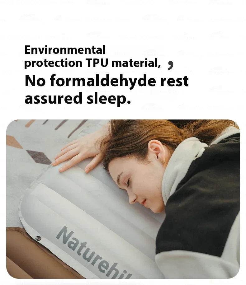 Naturehike Inflatable Cushion Series Inflatable Mat Splicing Sleeping Pad 2 Different Style Camping TPU Thickened 9.5cm Outdoor Bed Air Mattress