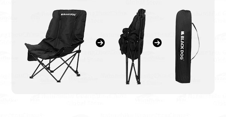 BLACKDOG Floating Moon Adjustable Recliner Folding Cotton Camping Lounge Moon Chair Carbon Steel Leisure Outdoor Fishing Picnic Thicken 600D Oxford Cloth