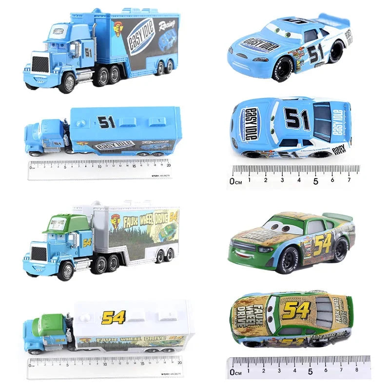 Disney Pixar Cars 3 Lightning McQueen, Jackson Storm, Cruz Ramirez, Hudson Mack Truck & Chick Hicks Toy Set