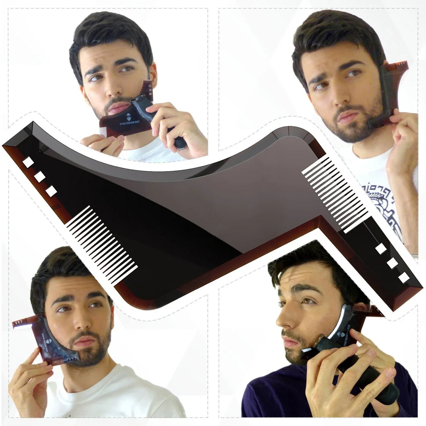Beard Styling Shaping Template Comb Barber Tool Symmetry Trimming Shaper Stencil Beard Hair Brush Stencil Salon Styling Tools
