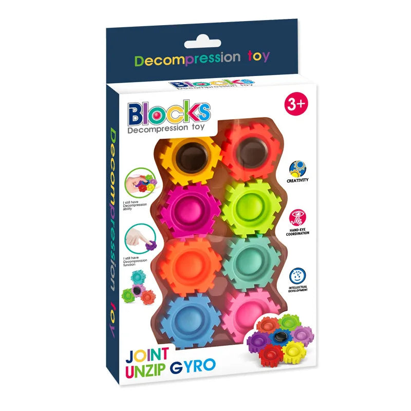 Decompression Game Push Bubble Pop Building Blocks Fidget Spinner Toy