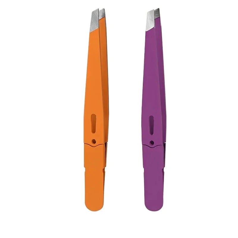 slanted stainless steel eyebrow tweezers