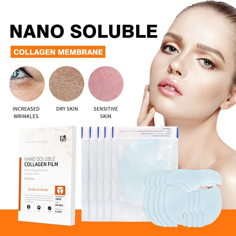 Gel Facial Mask - Hydrolyzed Collagen Protein Film | Moisturizing & Anti-Wrinkle Skin Care Set (5/10 Sets)