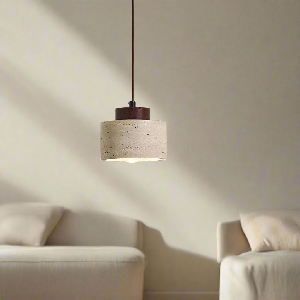 Nordic Travertine Pendant Light With Natural Stone Shade