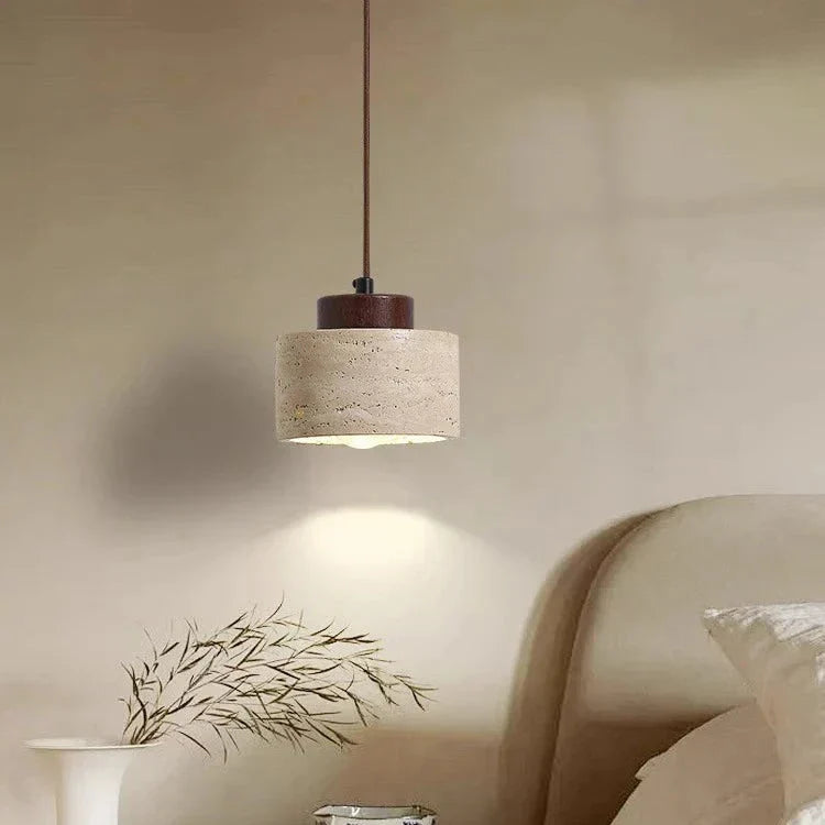Nordic Travertine Pendant Light With Natural Stone Shade
