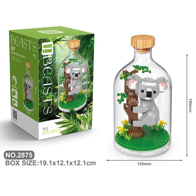 Creative Children's Building Blocks Set - Flamingo & Seahorse Educational Toys in Bottled Design