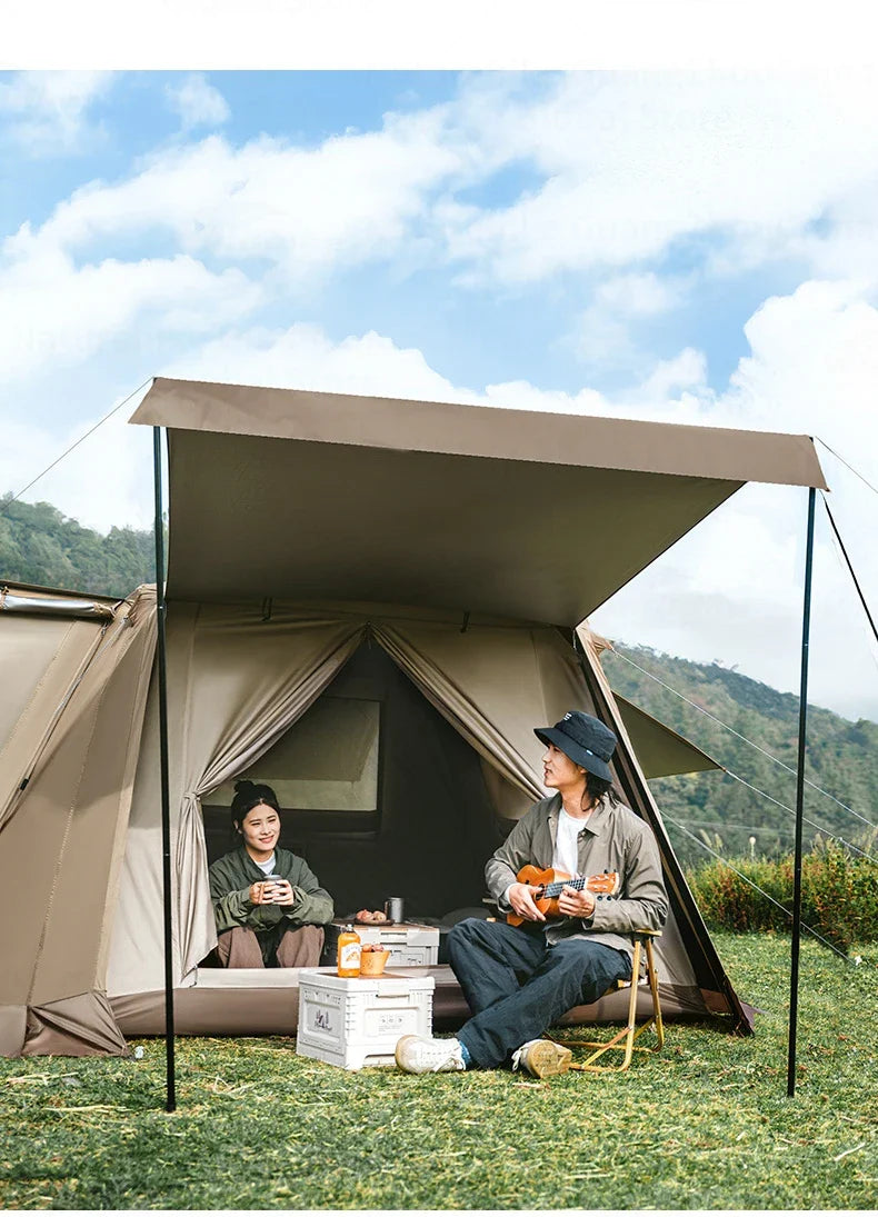 PRE-ORDER Naturehike VILLAGE 6.0 Gen 2 Flagship Edition Fast Automatic Cabin Tent Ti Black Coated Sunscreen Large 15m² Use Space 4 Person Waterproof