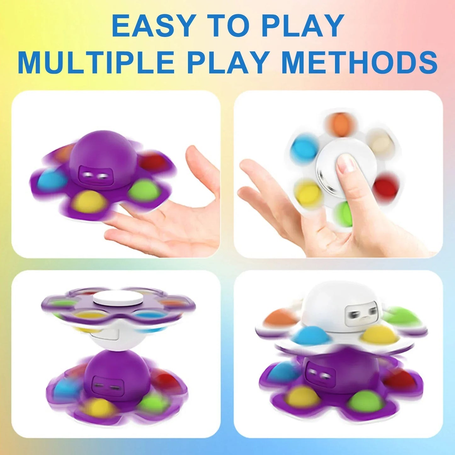 Anti-Stress Push Bubble Fidget Spinner Toy - Sensory Face-Changing Spinner for Kids Stress Relief