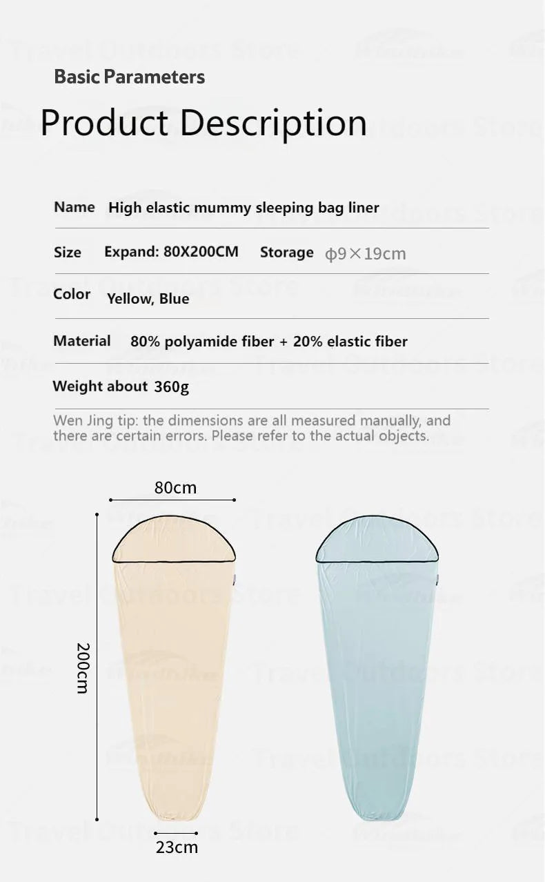 Naturehike Sleeping Bag Liner Portable Lightweight High Elasticity Anti-Pulling Anti-Tearing Skin-Friendly Outdoor Camping Travel Hotel Sheet