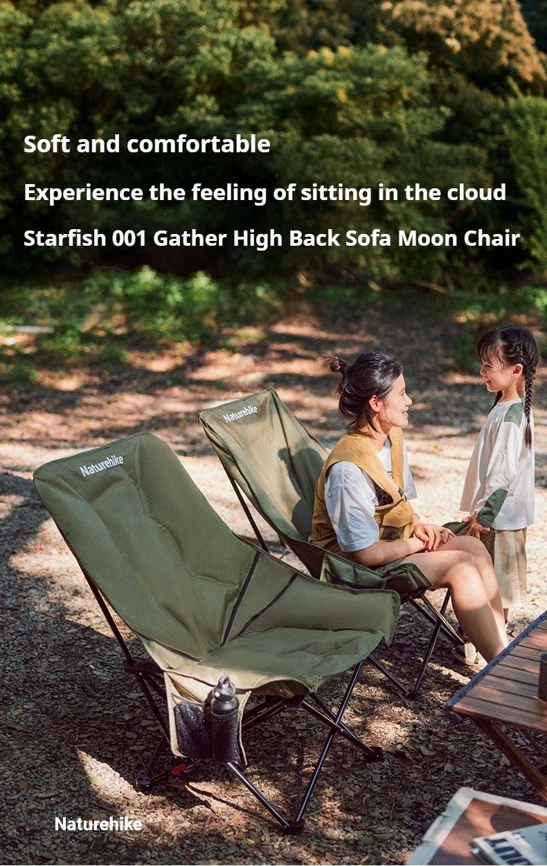 Naturehike SEA STAR 001 Camping Moon Chair Outdoor Push-up High Back Portable Folding Adjustable Lounge Chair Picnic Leisure Seat Bearing 120KG