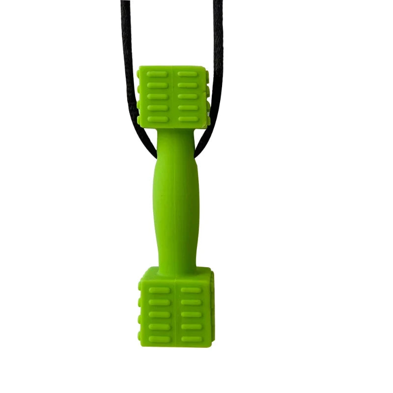 Single or 6 Pack Silicone Chew Necklaces for Kids - Dumbbell Shape Sensory Oral Motor Tools