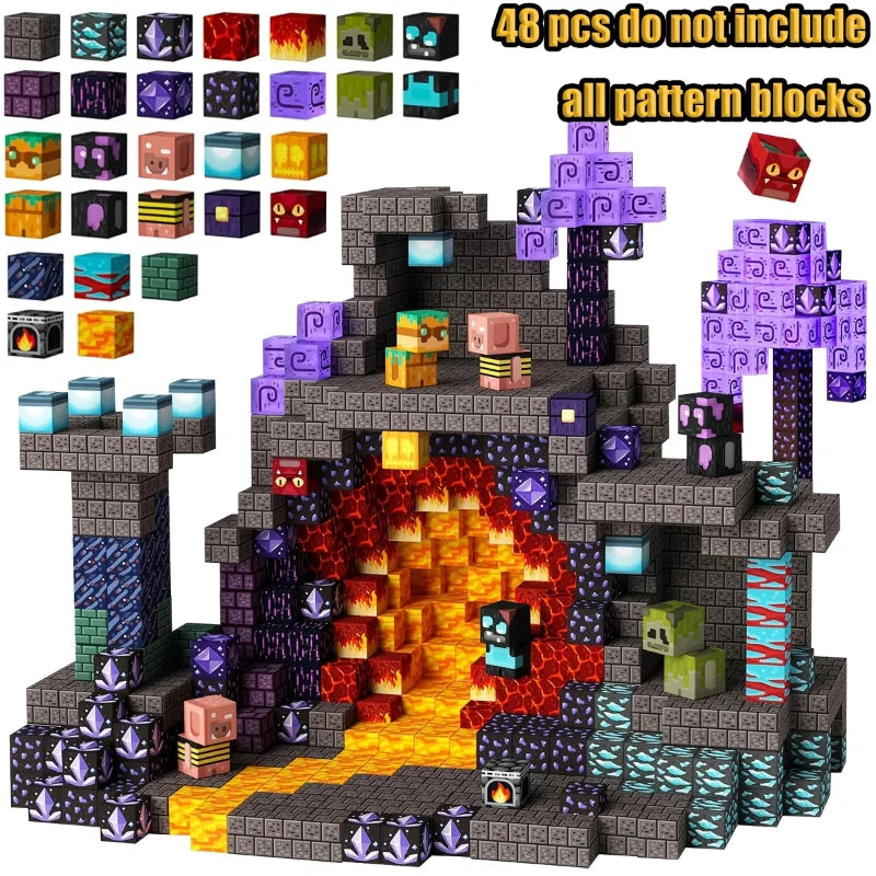 Magnetic Building Blocks Set - Mine Exploration STEM Toy for Kids, Construction Brick Cubes for Boys and Girls