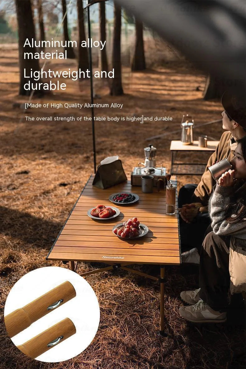 Naturehike Telescopic Folding Table Portable Retractable BBQ Table Outdoor Camping Table Bearing 30kg Aluminum Alloy Table Garden Picnic Party 2 Sizes