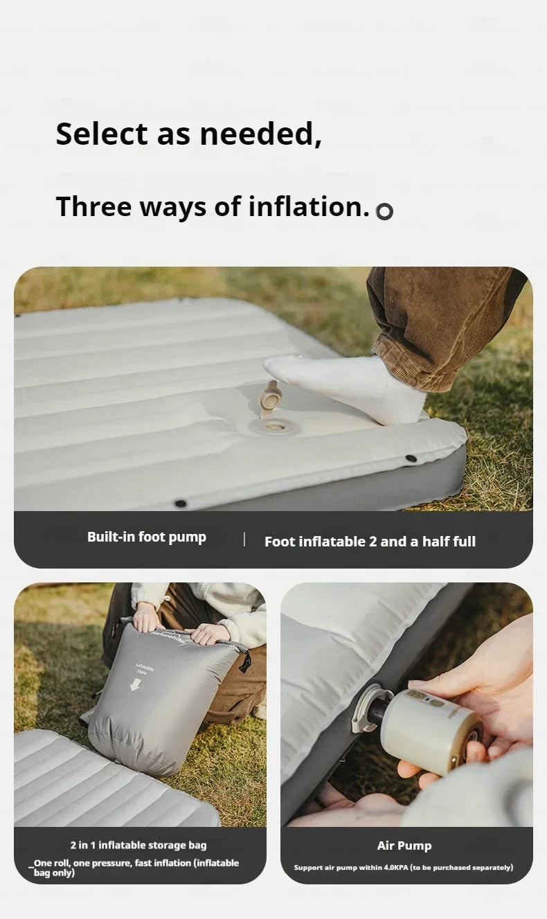 Naturehike Inflatable Cushion Series Inflatable Mat Splicing Sleeping Pad 2 Different Style Camping TPU Thickened 9.5cm Outdoor Bed Air Mattress