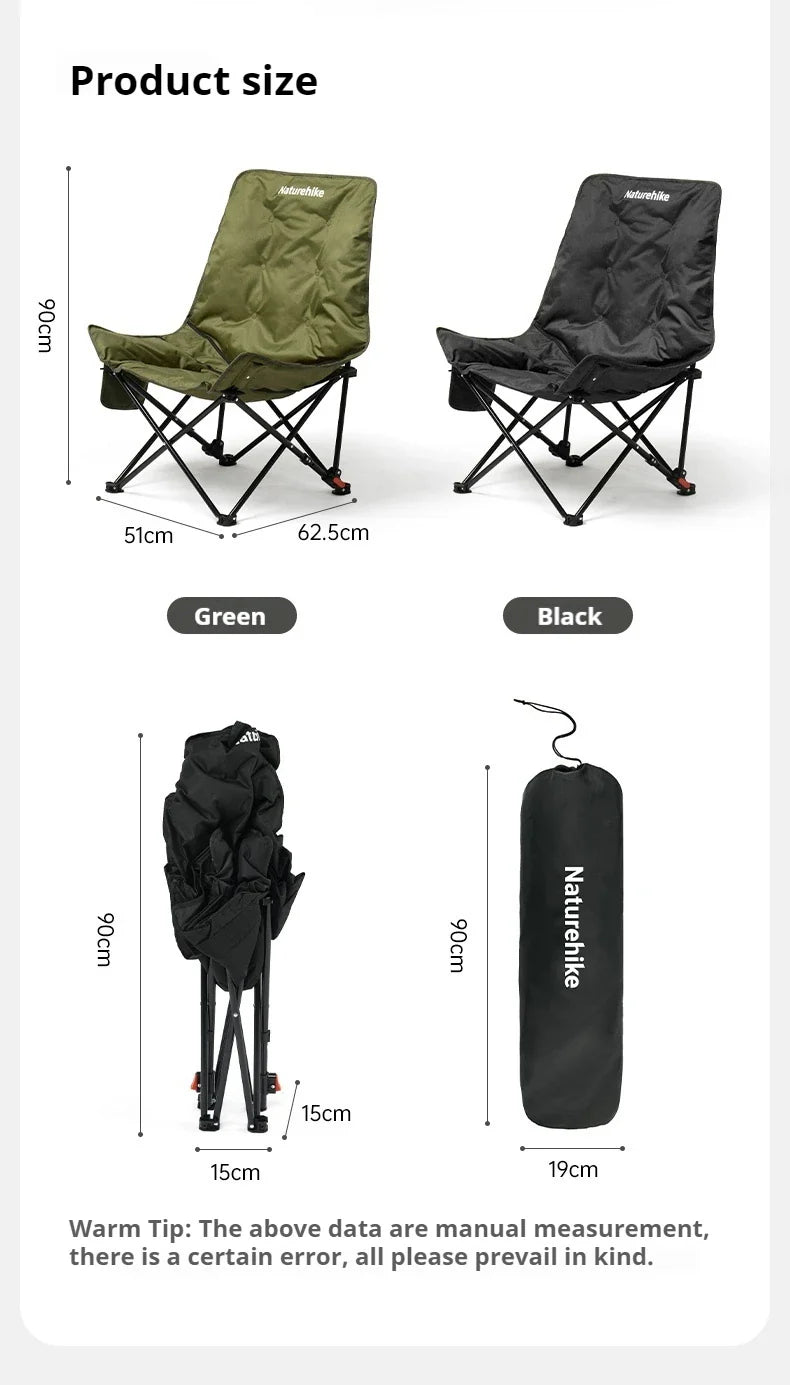 Naturehike SEA STAR 001 Camping Moon Chair Outdoor Push-up High Back Portable Folding Adjustable Lounge Chair Picnic Leisure Seat Bearing 120KG