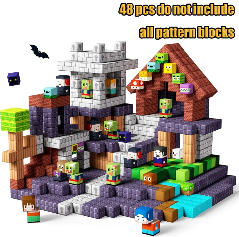 Magnetic Building Blocks Set - Mine Exploration STEM Toy for Kids, Construction Brick Cubes for Boys and Girls