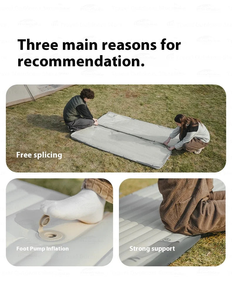 Naturehike Inflatable Cushion Series Inflatable Mat Splicing Sleeping Pad 2 Different Style Camping TPU Thickened 9.5cm Outdoor Bed Air Mattress