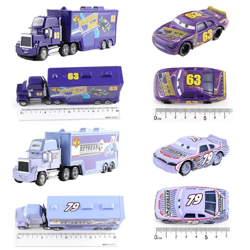 Disney Pixar Cars 3 Lightning McQueen, Jackson Storm, Cruz Ramirez, Hudson Mack Truck & Chick Hicks Toy Set