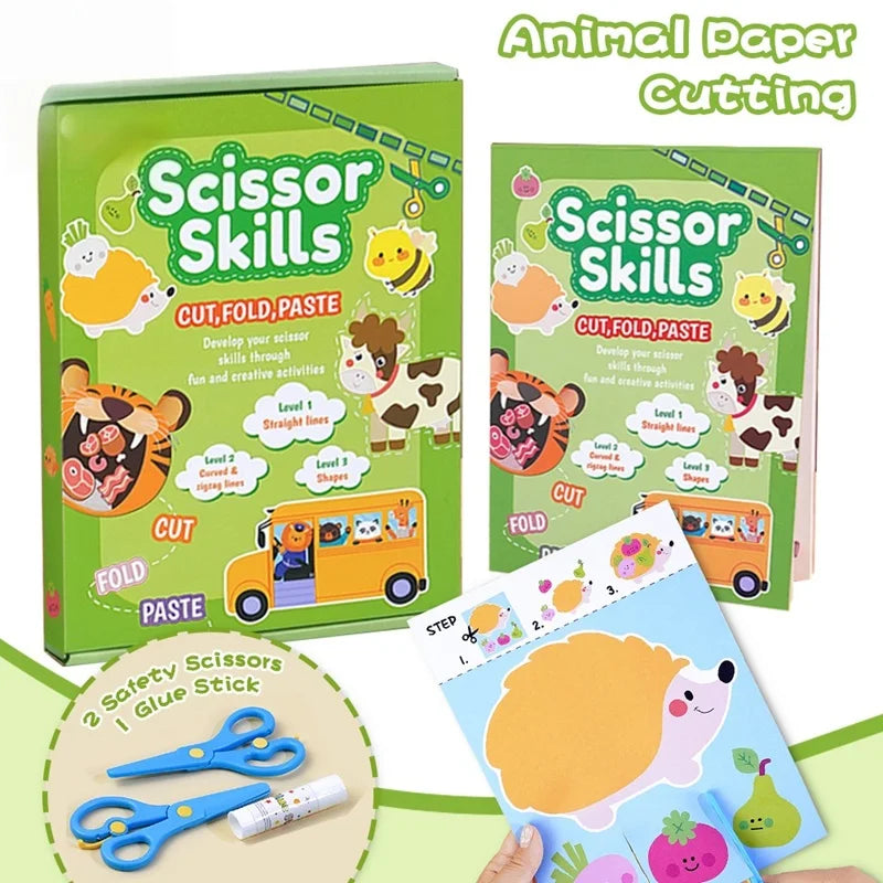 Paper Cutting Book - Animal Cartoon DIY Puzzle Craft Set for Creative Play