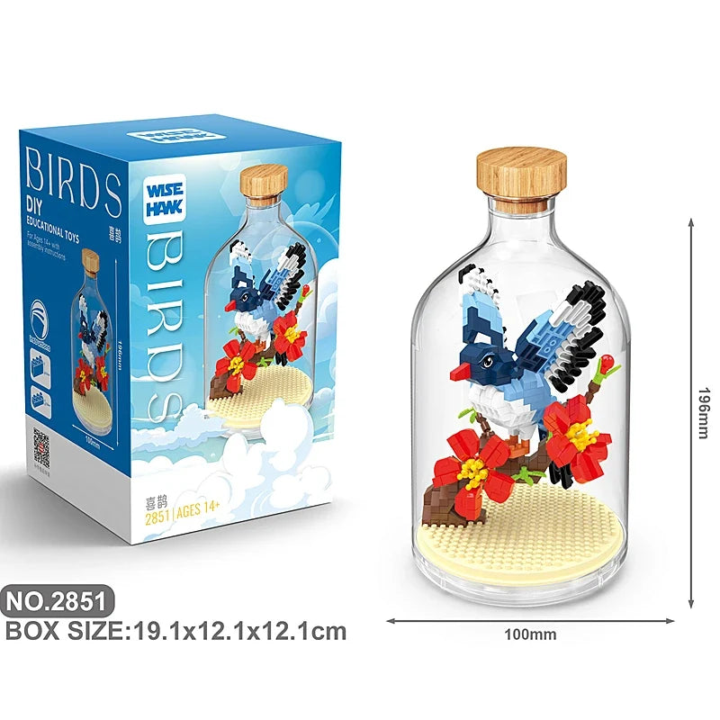 Creative Children's Building Blocks Set - Flamingo & Seahorse Educational Toys in Bottled Design
