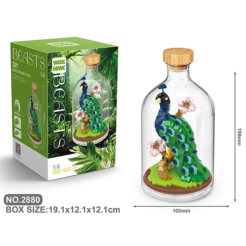 Creative Children's Building Blocks Set - Flamingo & Seahorse Educational Toys in Bottled Design