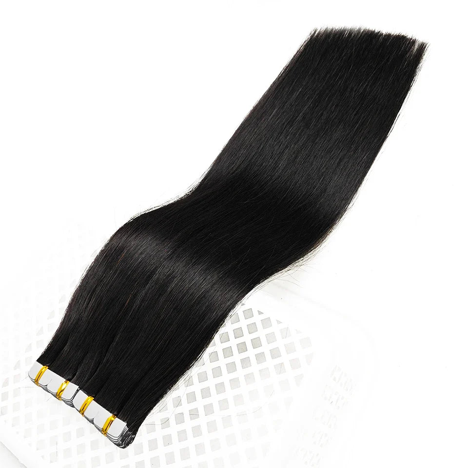 Real Human Hair Straight Tape in Human Hair Extensions Human Hair Extensions 50G/Pack for Women 20 Pcs Brazilian Hair Tape on #2