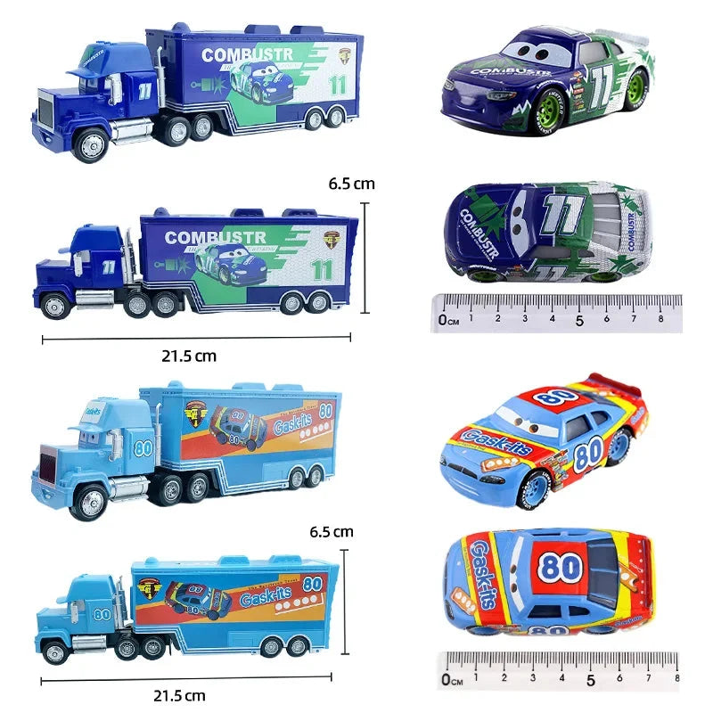 Disney Pixar Cars 3 Lightning McQueen, Jackson Storm, Cruz Ramirez, Hudson Mack Truck & Chick Hicks Toy Set