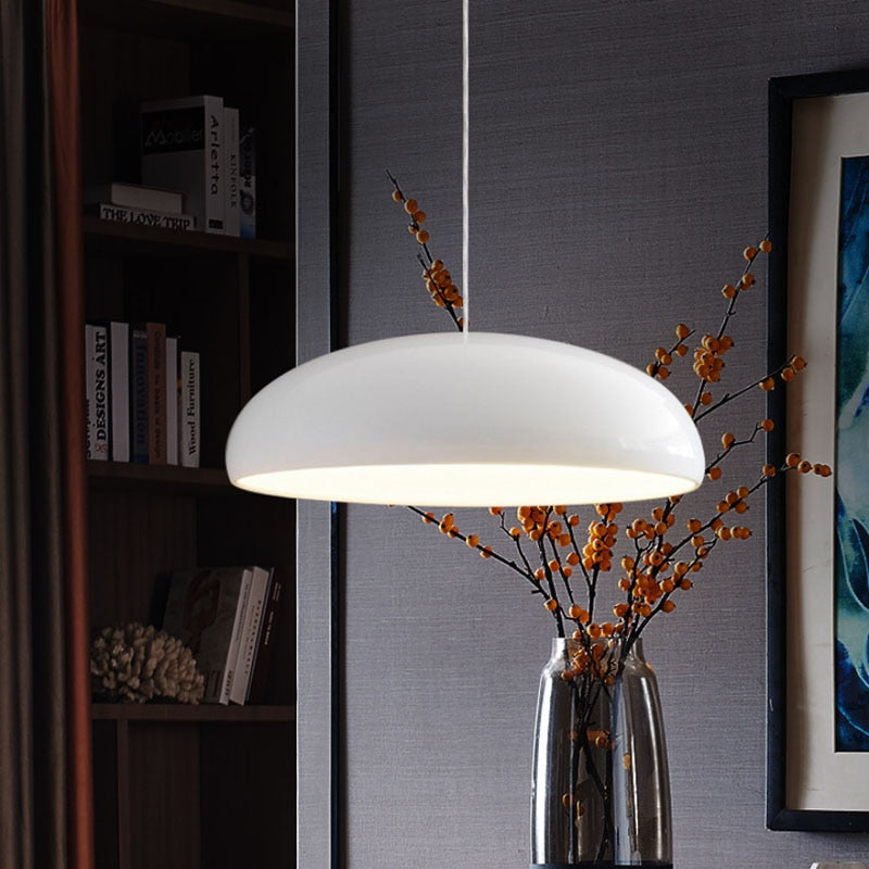 Italian Design Dome Pendant Light With Wide Curved Shade