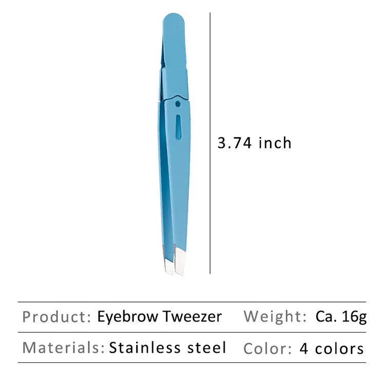 slanted stainless steel eyebrow tweezers