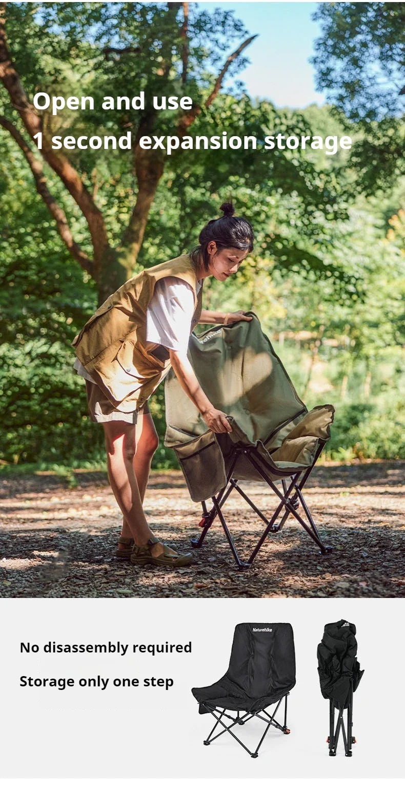 Naturehike SEA STAR 001 Camping Moon Chair Outdoor Push-up High Back Portable Folding Adjustable Lounge Chair Picnic Leisure Seat Bearing 120KG