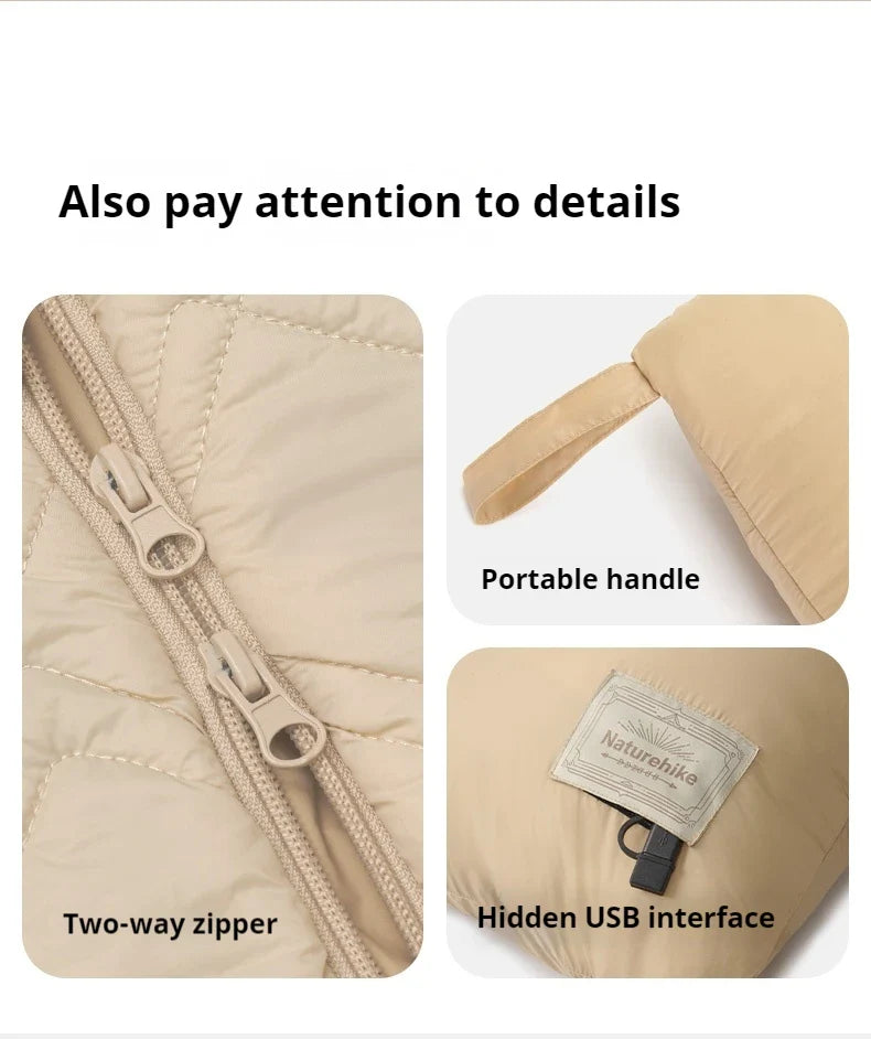 Naturehike Electric Heater Blanket Portable Ultralight Wearable Cloak Sleeping Bag Poncho Coat Winter Warm 20D 380T Nylon Fabric USB Electric Heating Quilt