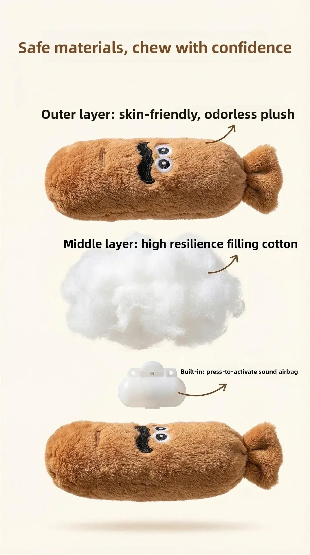 Squeaky Plush Sausage Dog Toy