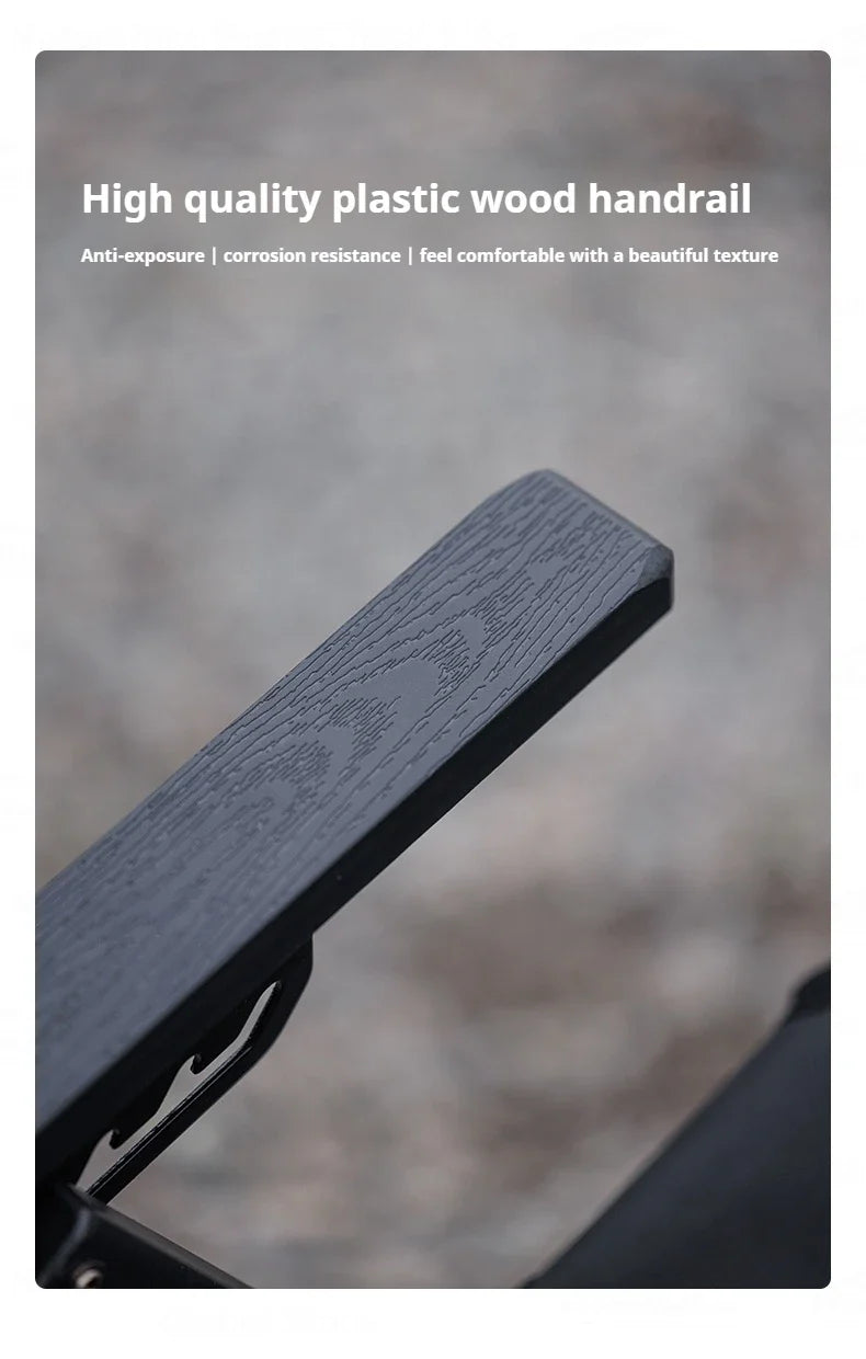 BLACKDOG High Back Folding Recliner Portable Lounger Chair High Backrest Load Bearing 120kg Carbon Steel Wood Armchair 4 Adjustable Camping Seat